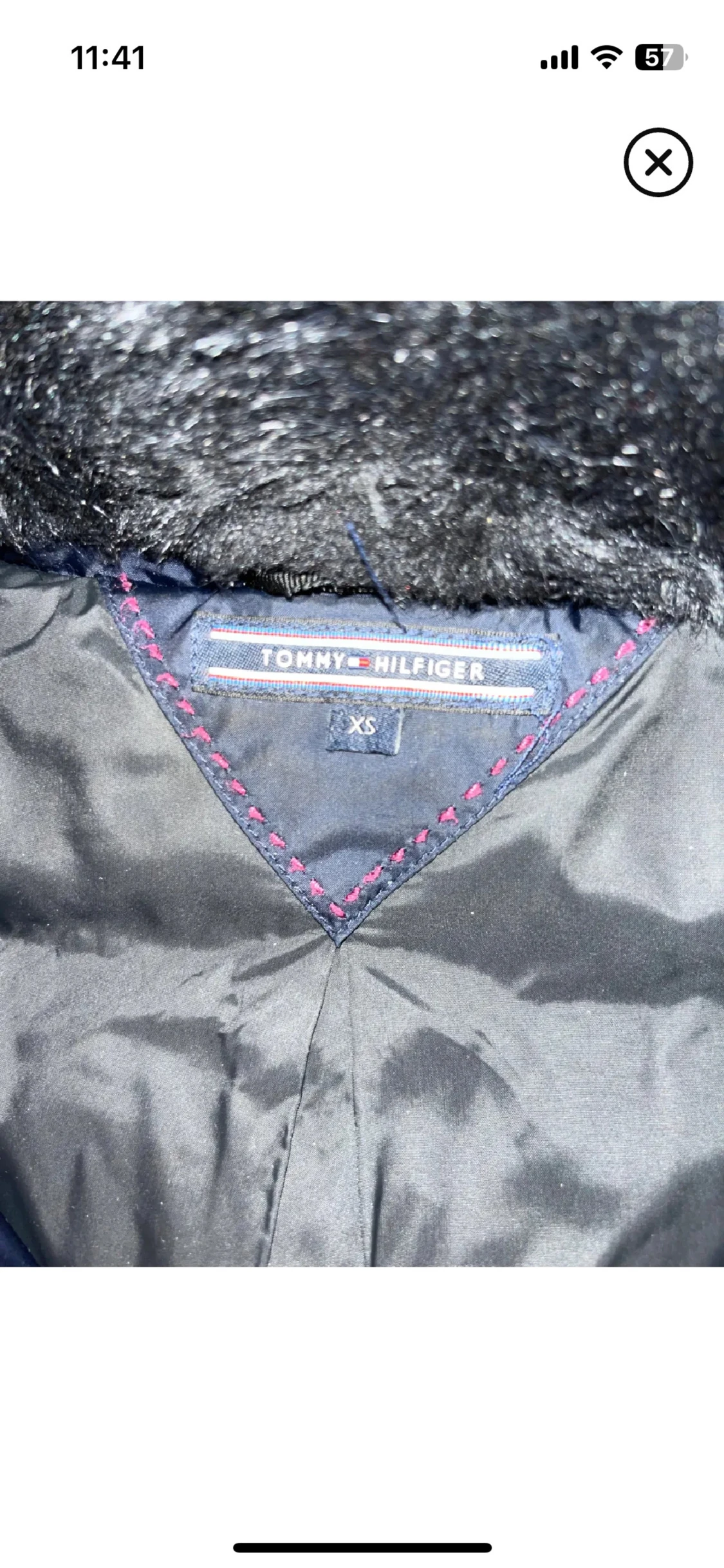 Mörkblå  lång dunjacka Tommy Hilfiger XS - 1