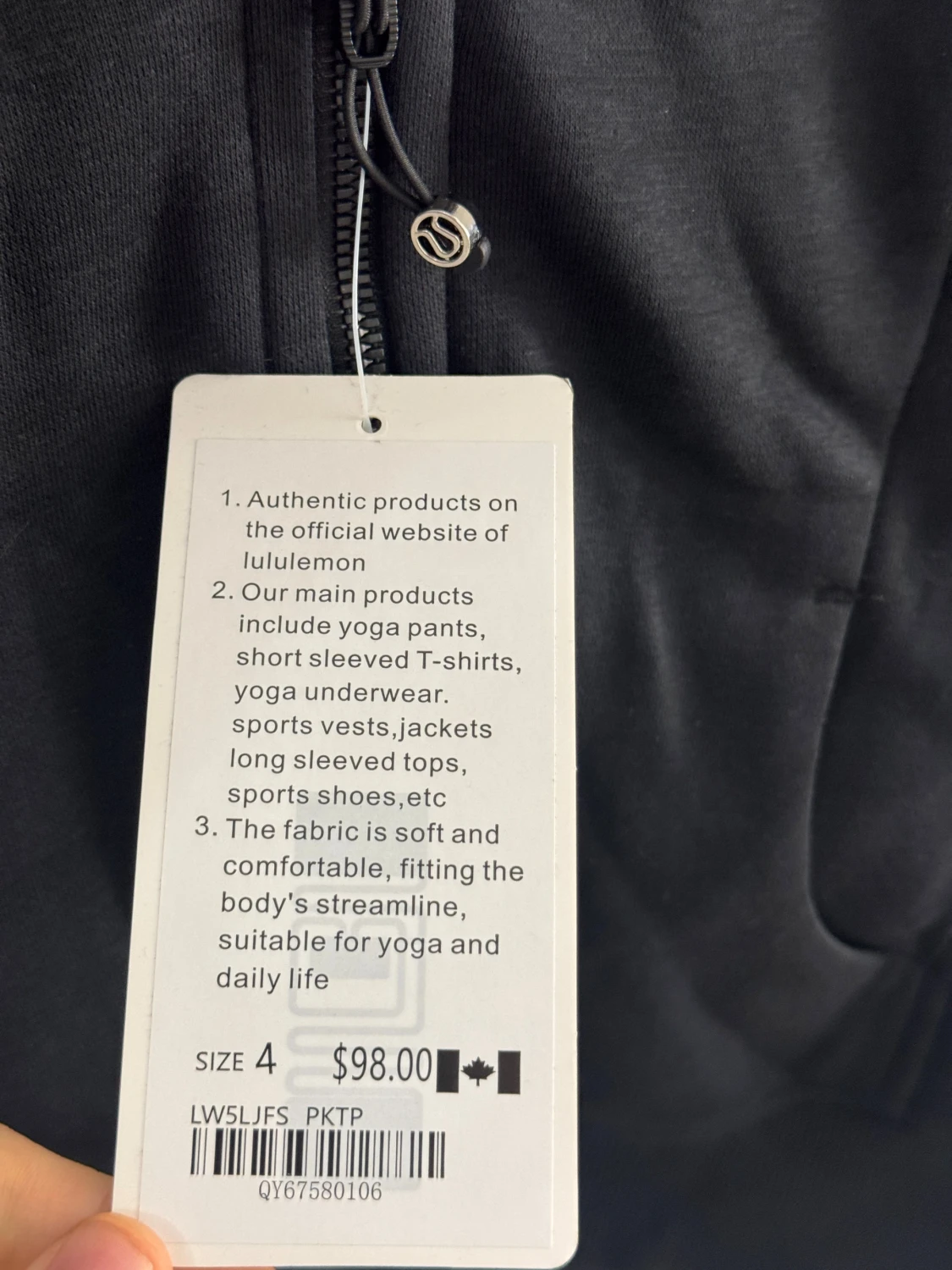 Svart slim fit hoodiejacka från Lululemon storlek 4 - 1