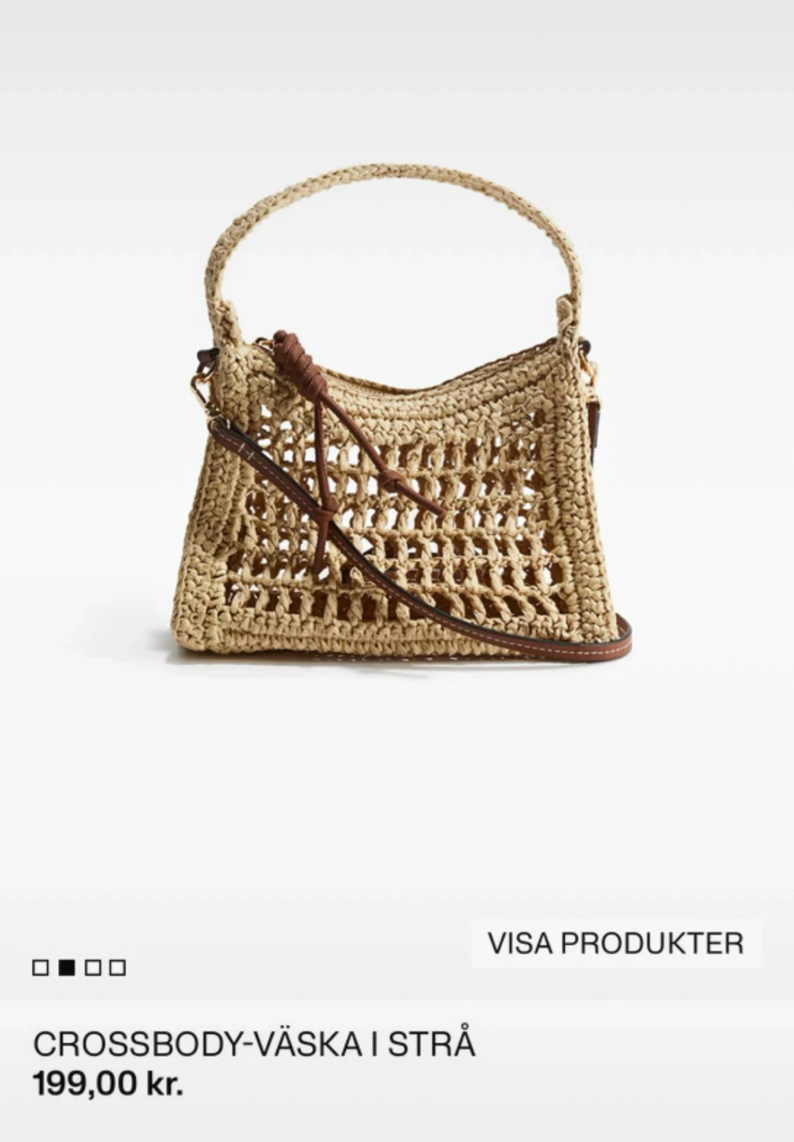 Beige axelväska i strå 