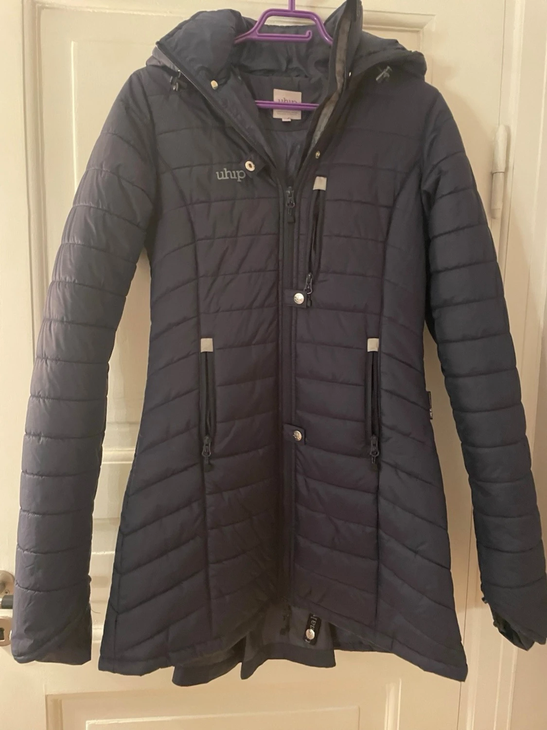 Mörkblå lång pufferjacka från Uhip