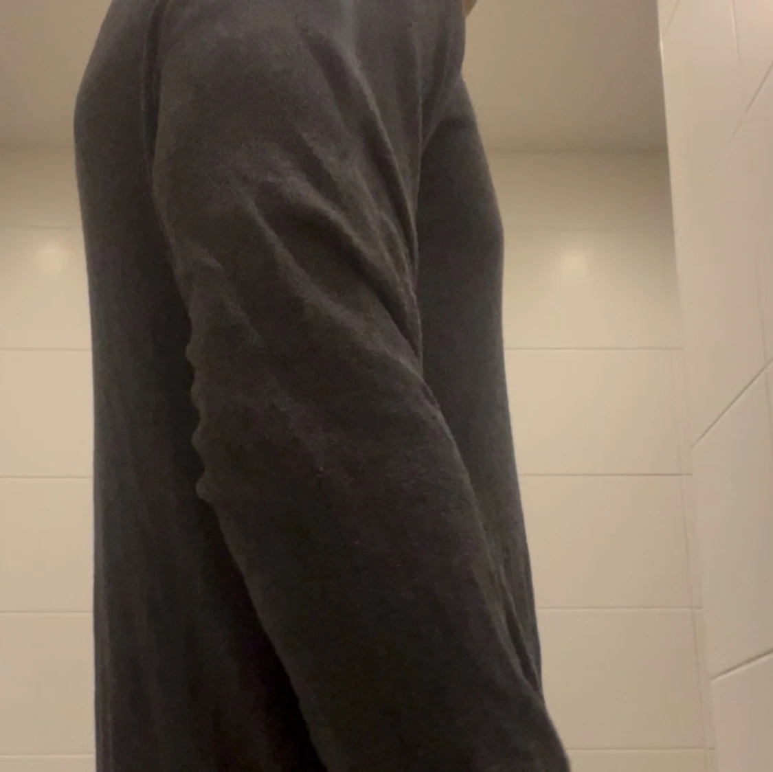 Mörkgrå stickad half zip tröja - 2