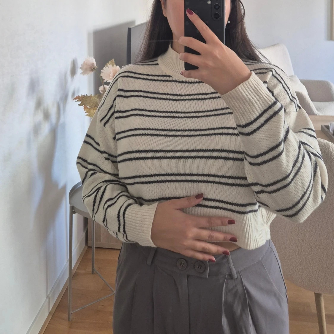 Randig stickad tröja - 1