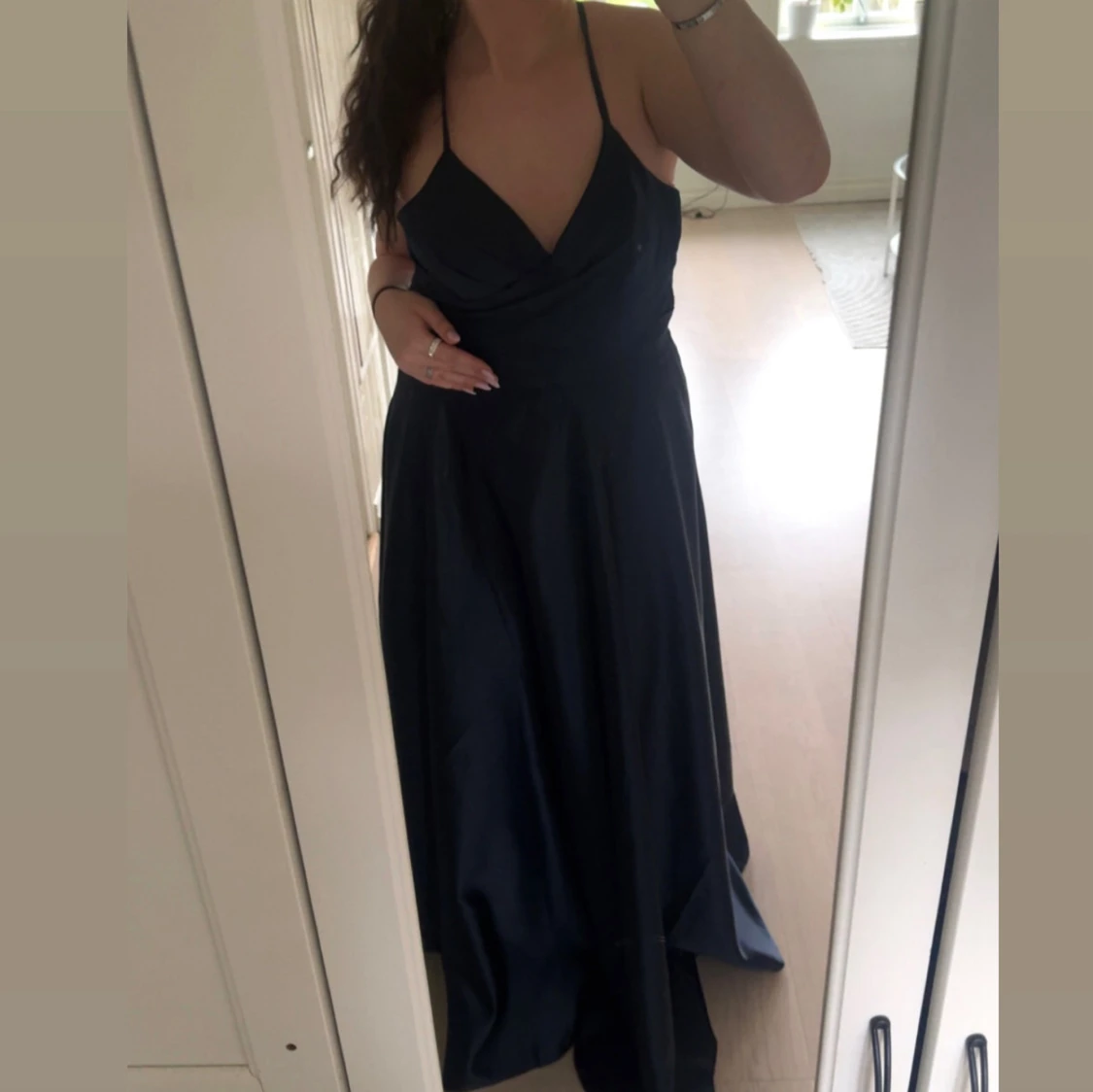 Blå balklänning med slits - 1