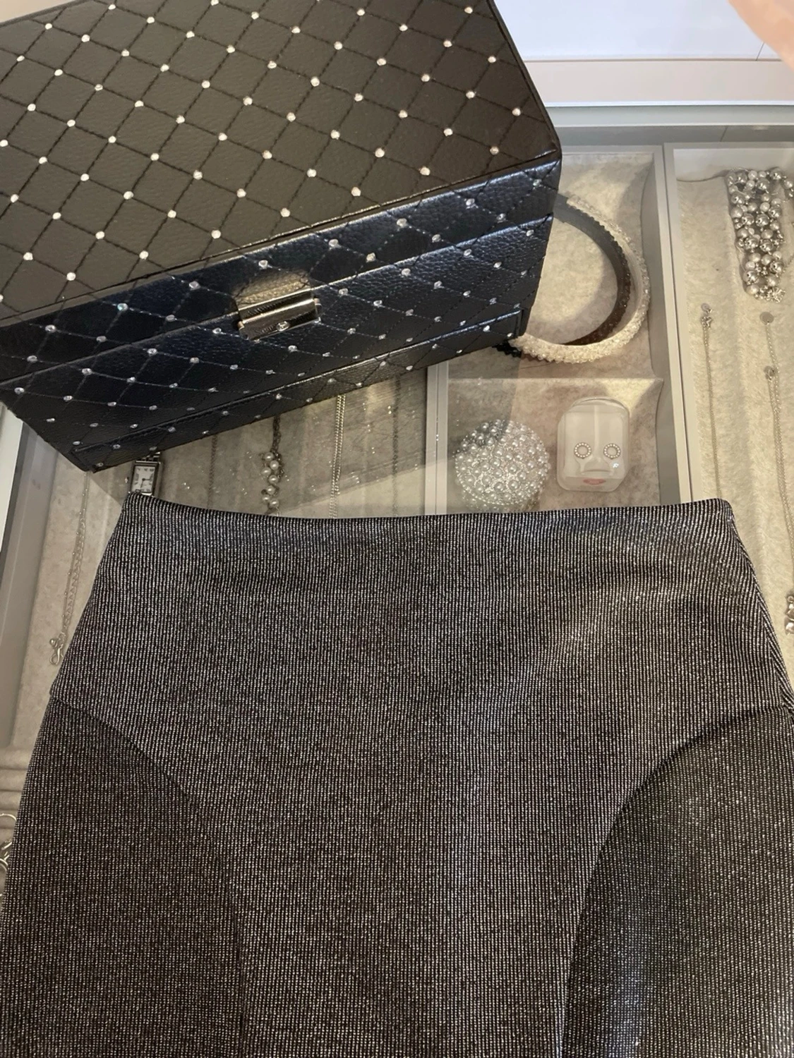 Glittrig silver kjol - 3