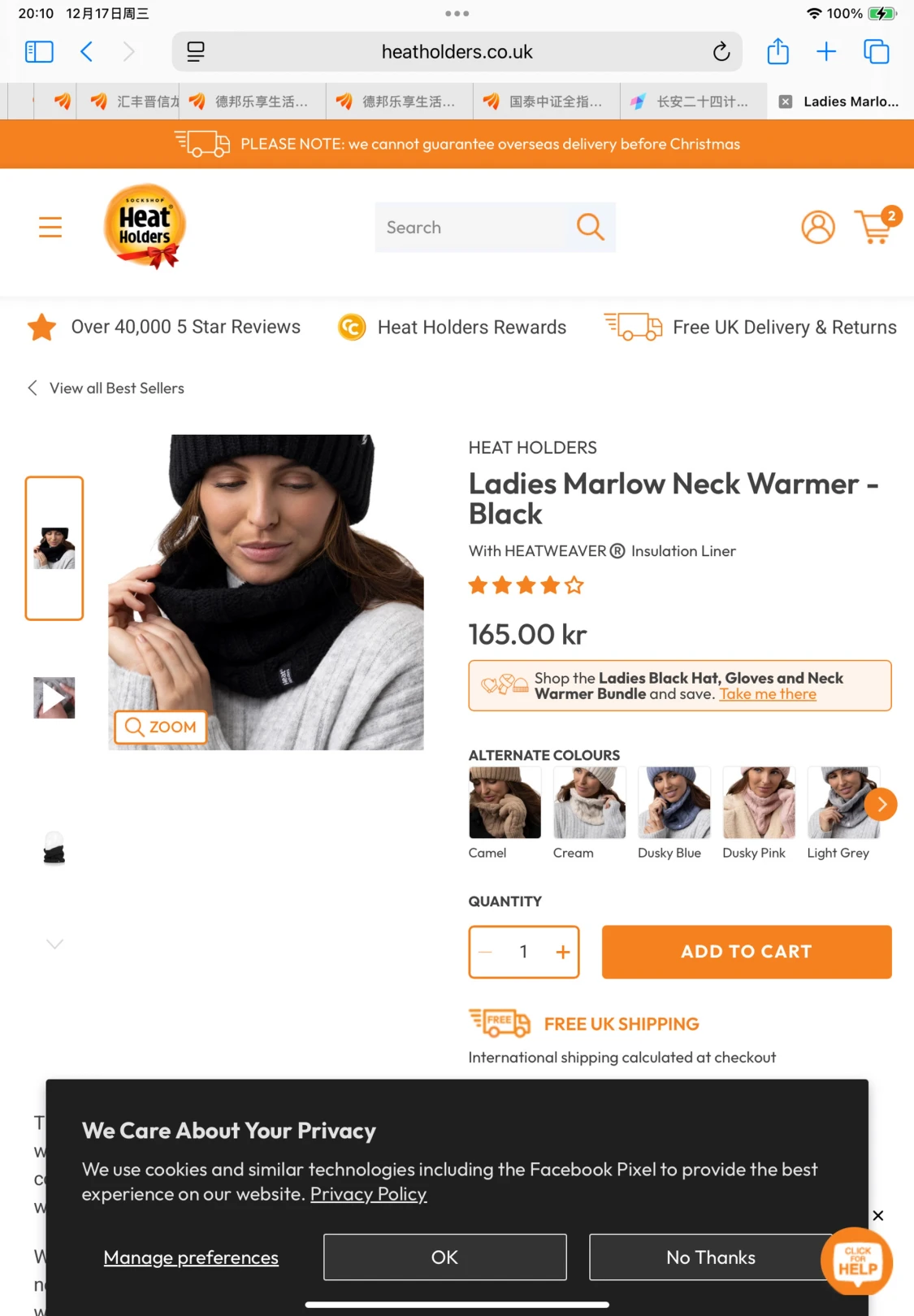 Svart stickad värmande halsvärmare - 2