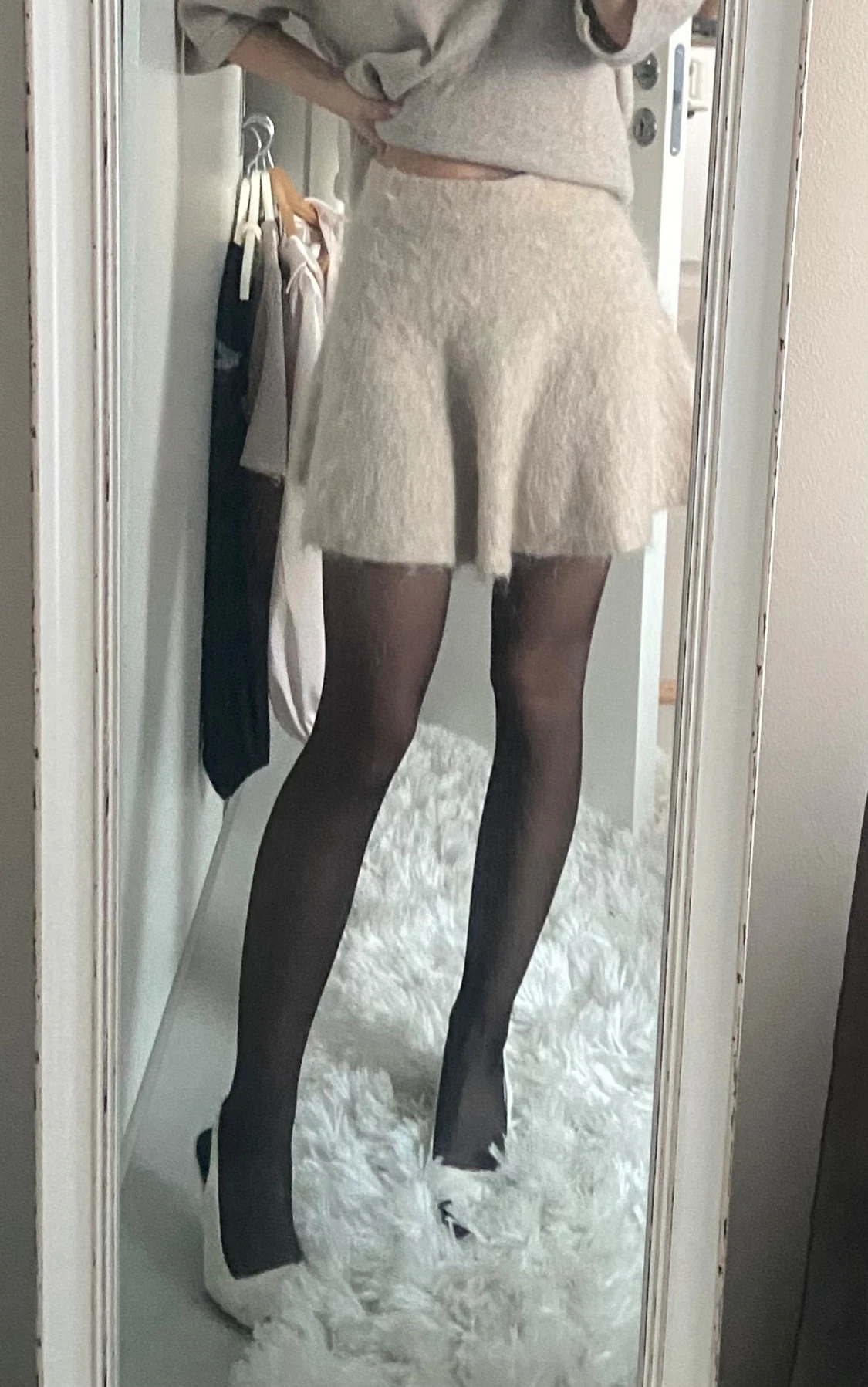 Beige trendig Ull/Mohair kjol XS