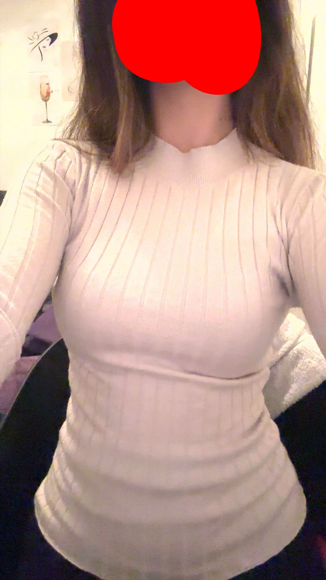 Vit ribbad polotröja från Bik Bok