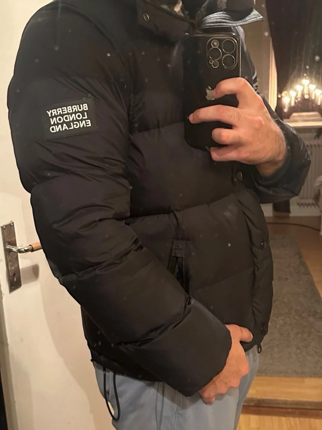 Svart Burberry pufferjacka med huva - 5