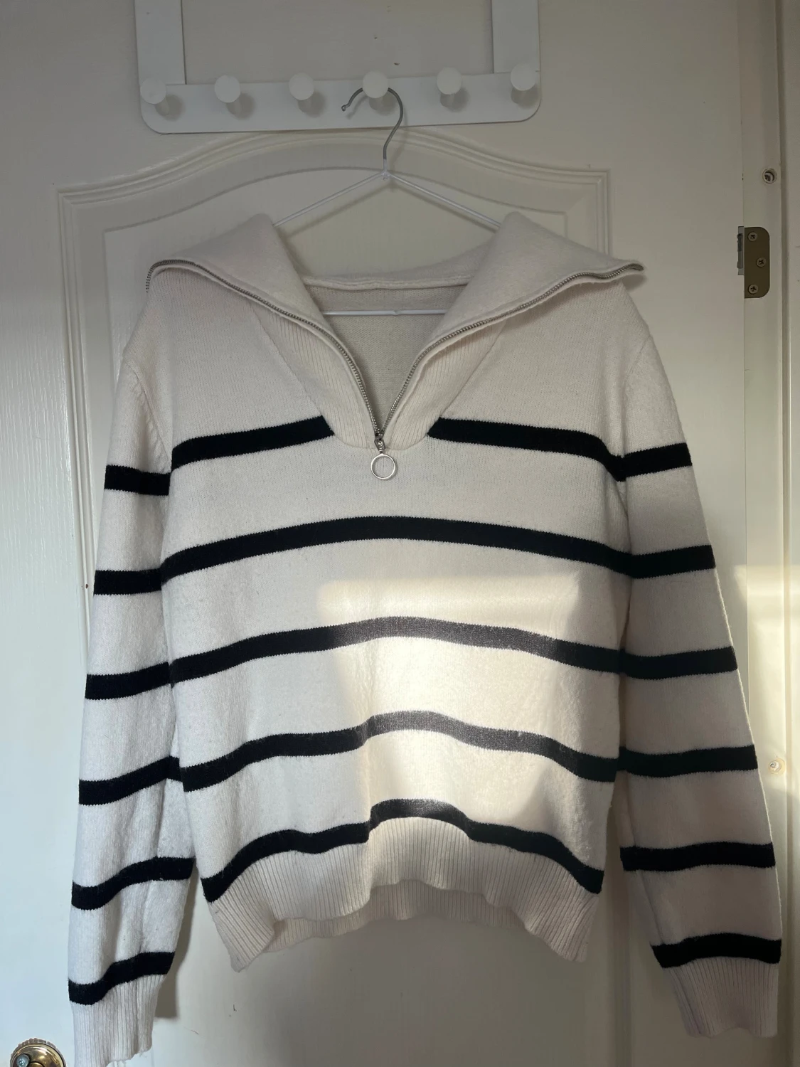 Randig stickad zip up - 2