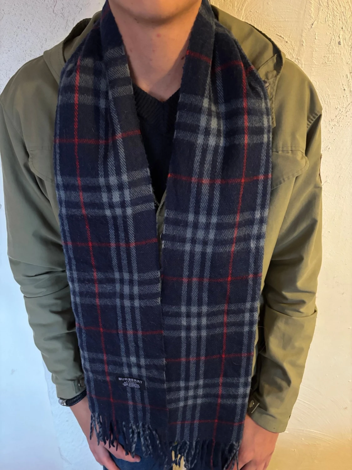 Rutig mörkblå halsduk från Burberry - 2