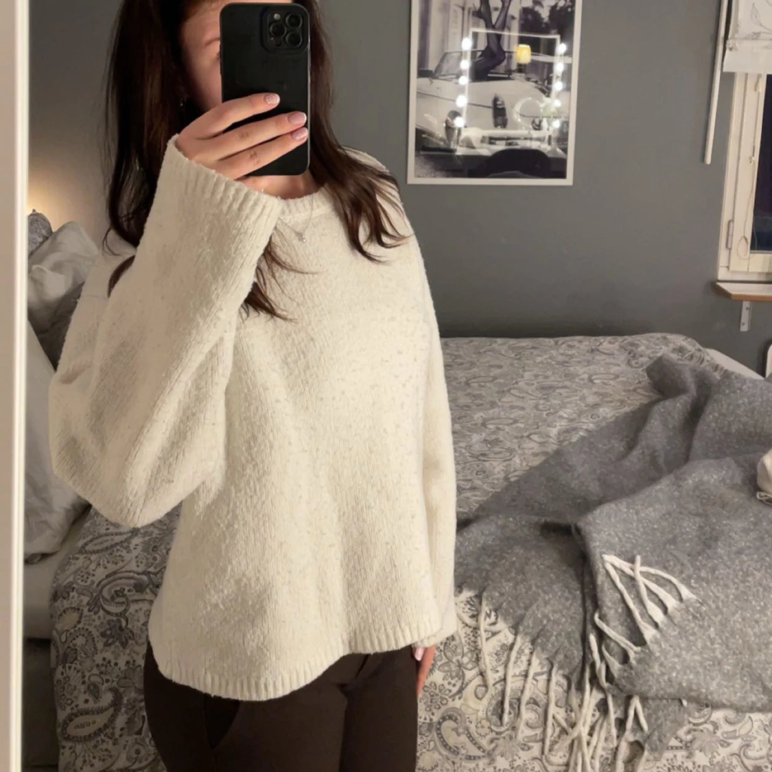 Vit stickad tröja från Bik Bok - 1