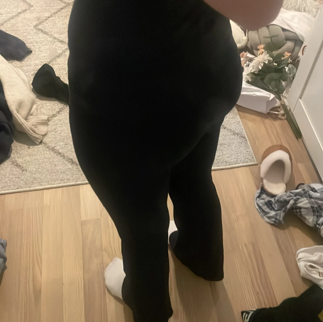 Svarta ribbade yogabyxor - 2