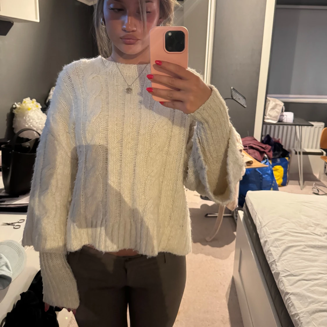 Zara stickad tröja med trekvarts (dubbel armar) - 1