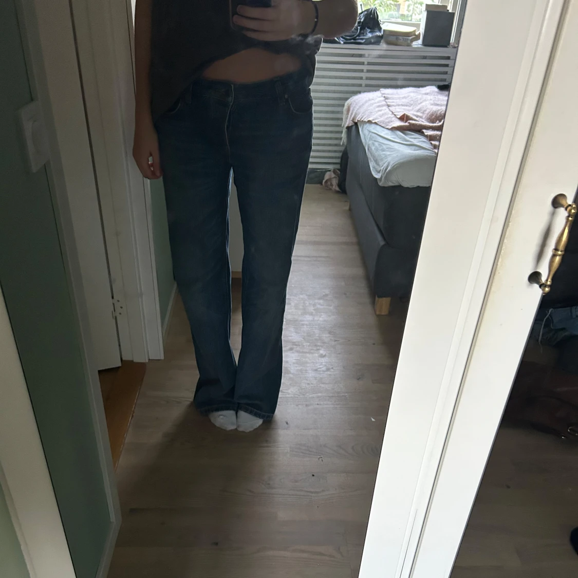 Blå bootcut jeans från Zara, stl 36
