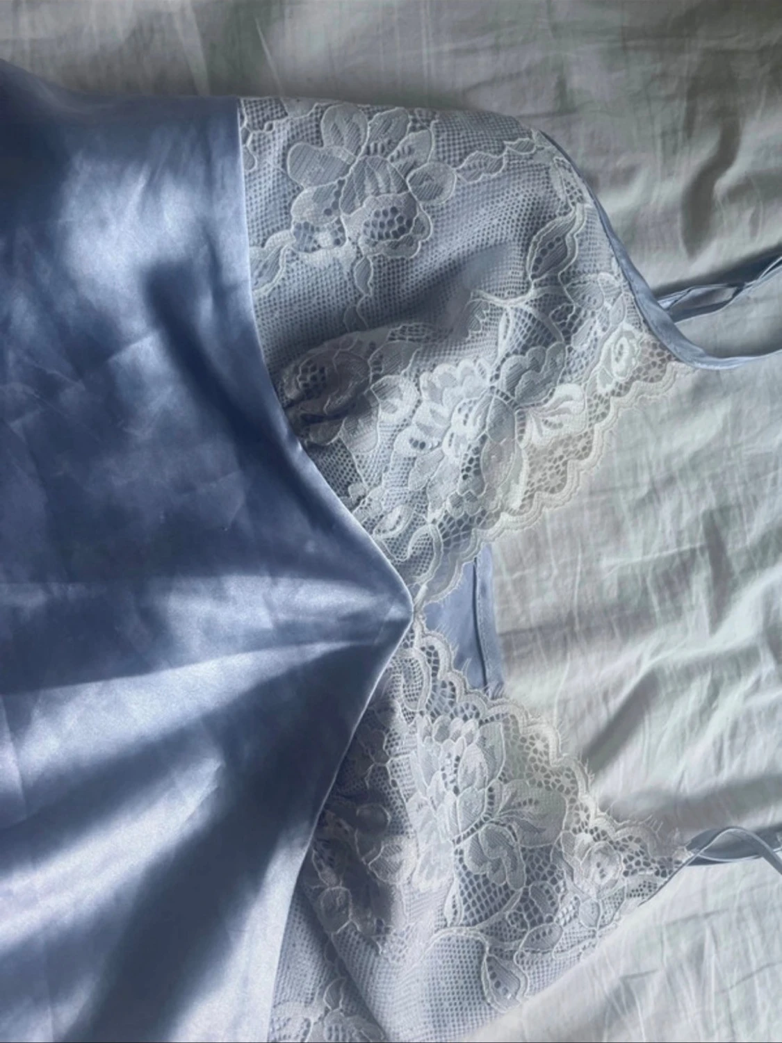 Ljusblå spetsdetaljerad pyjamas y2k 2000s  - 1