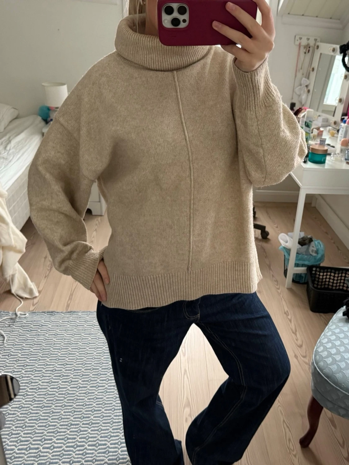 Beige polotröja från H&M, stickad