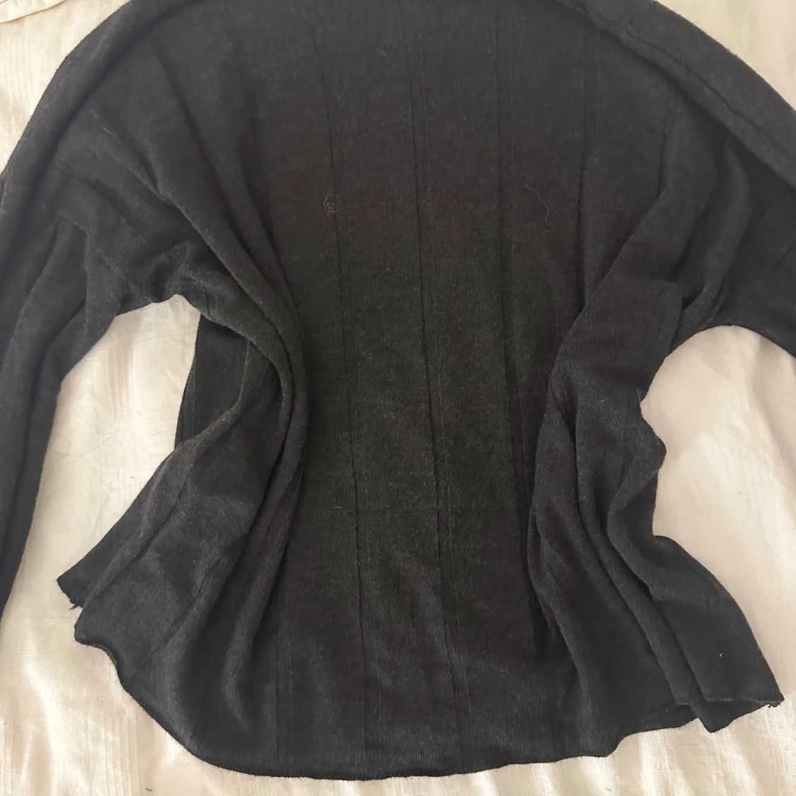 Grå  ribbad stickad set - 4