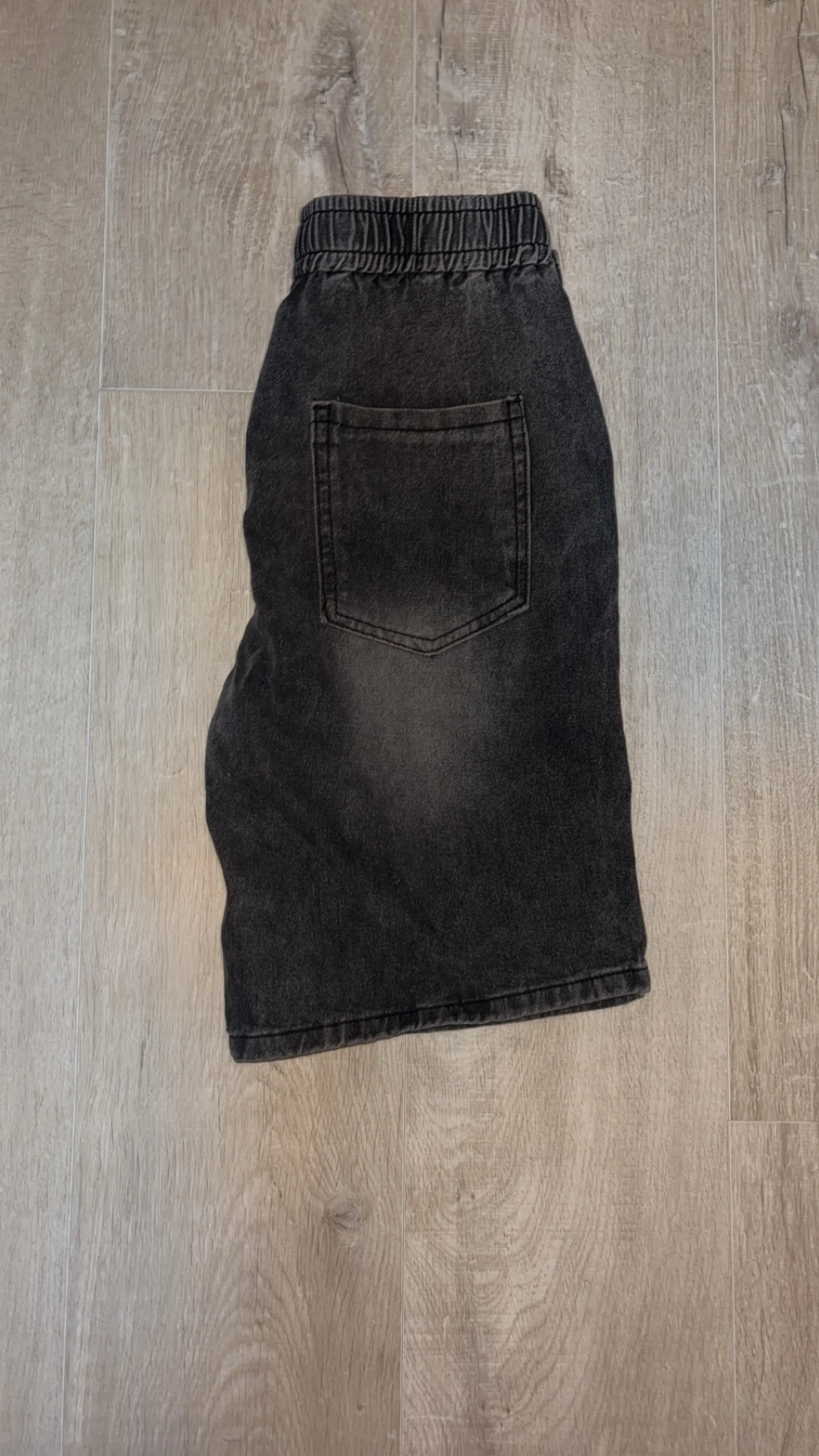 Svarta denimshorts med snöre - 1
