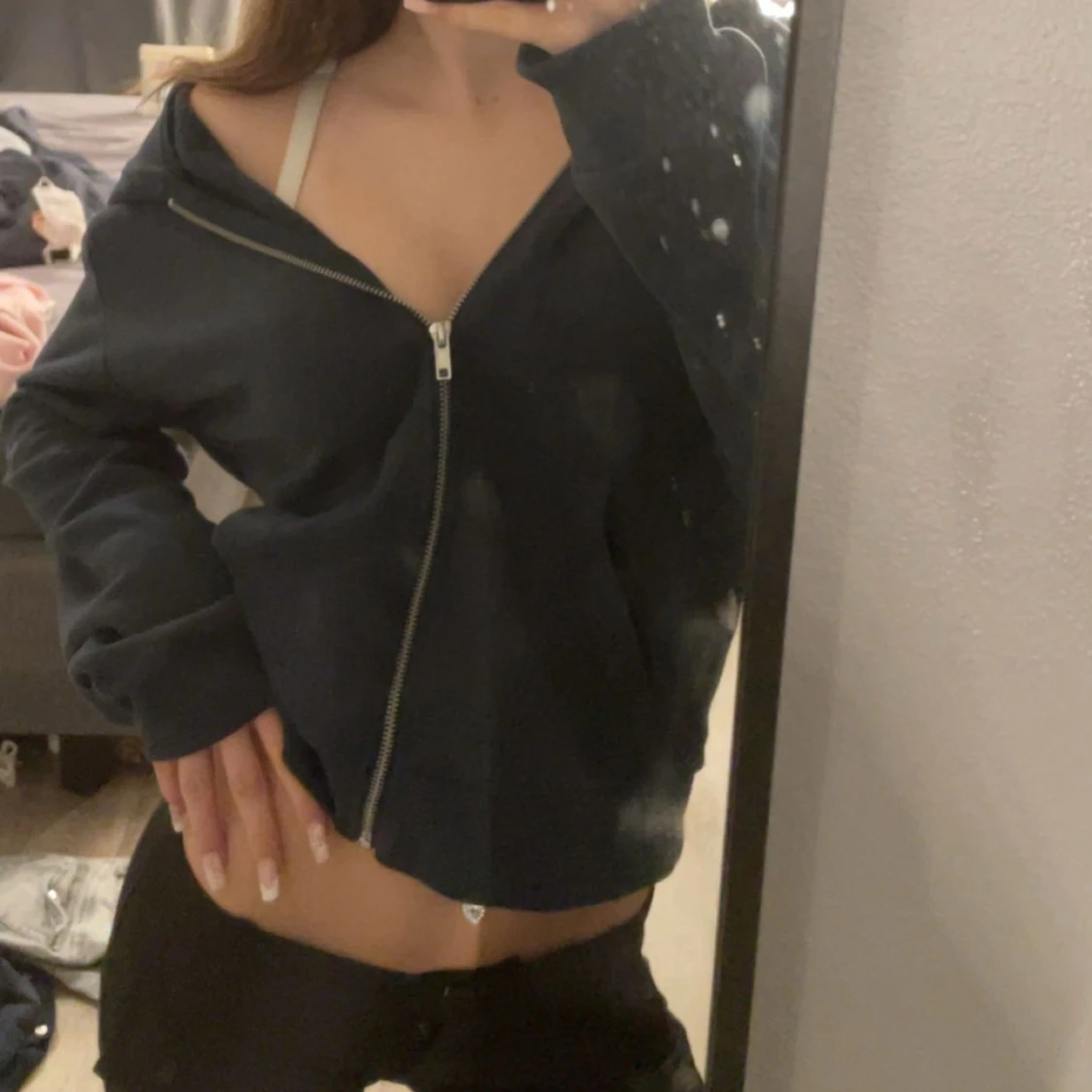 Zip up hoodie marinblå