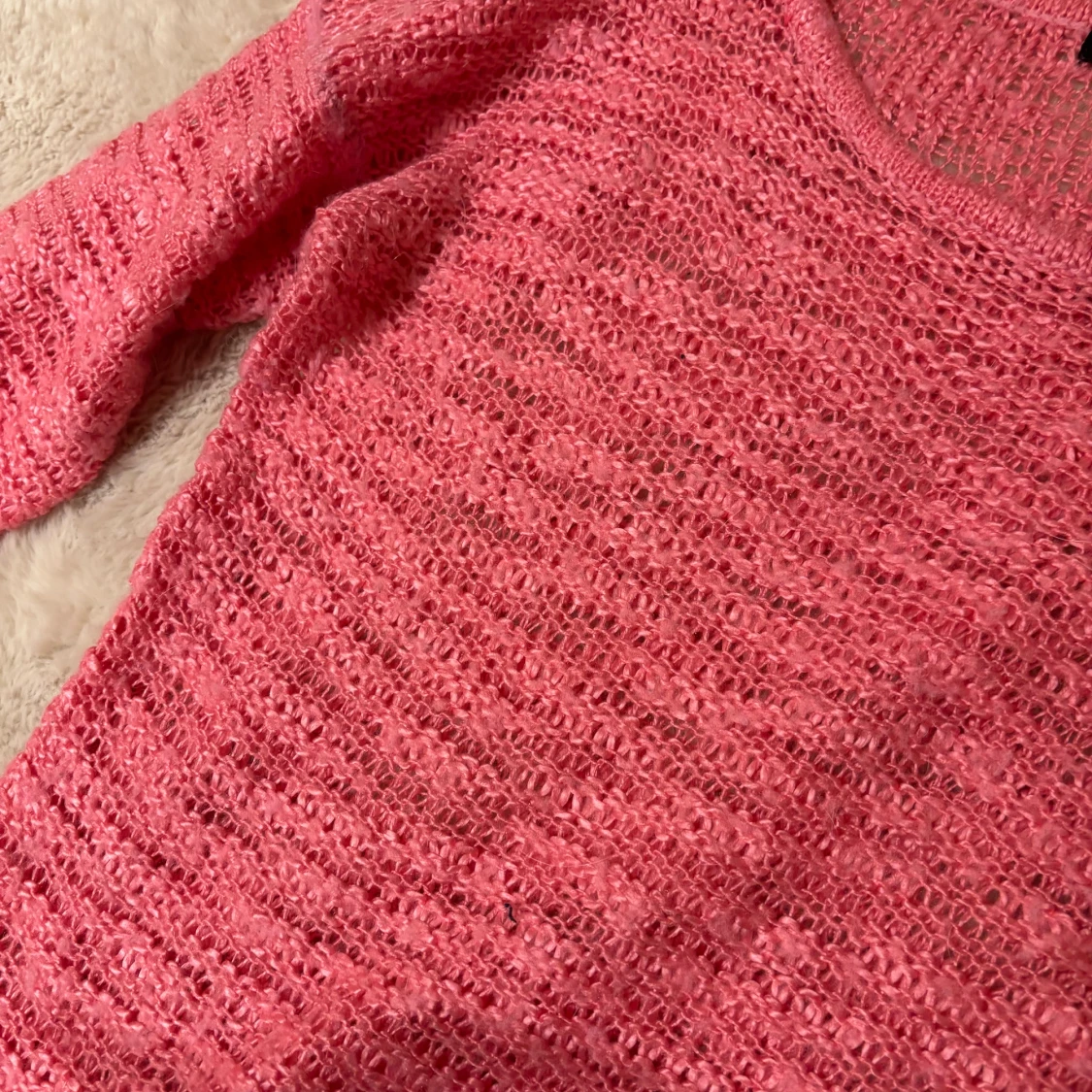 Rosa/korall stickad tröja  - 1