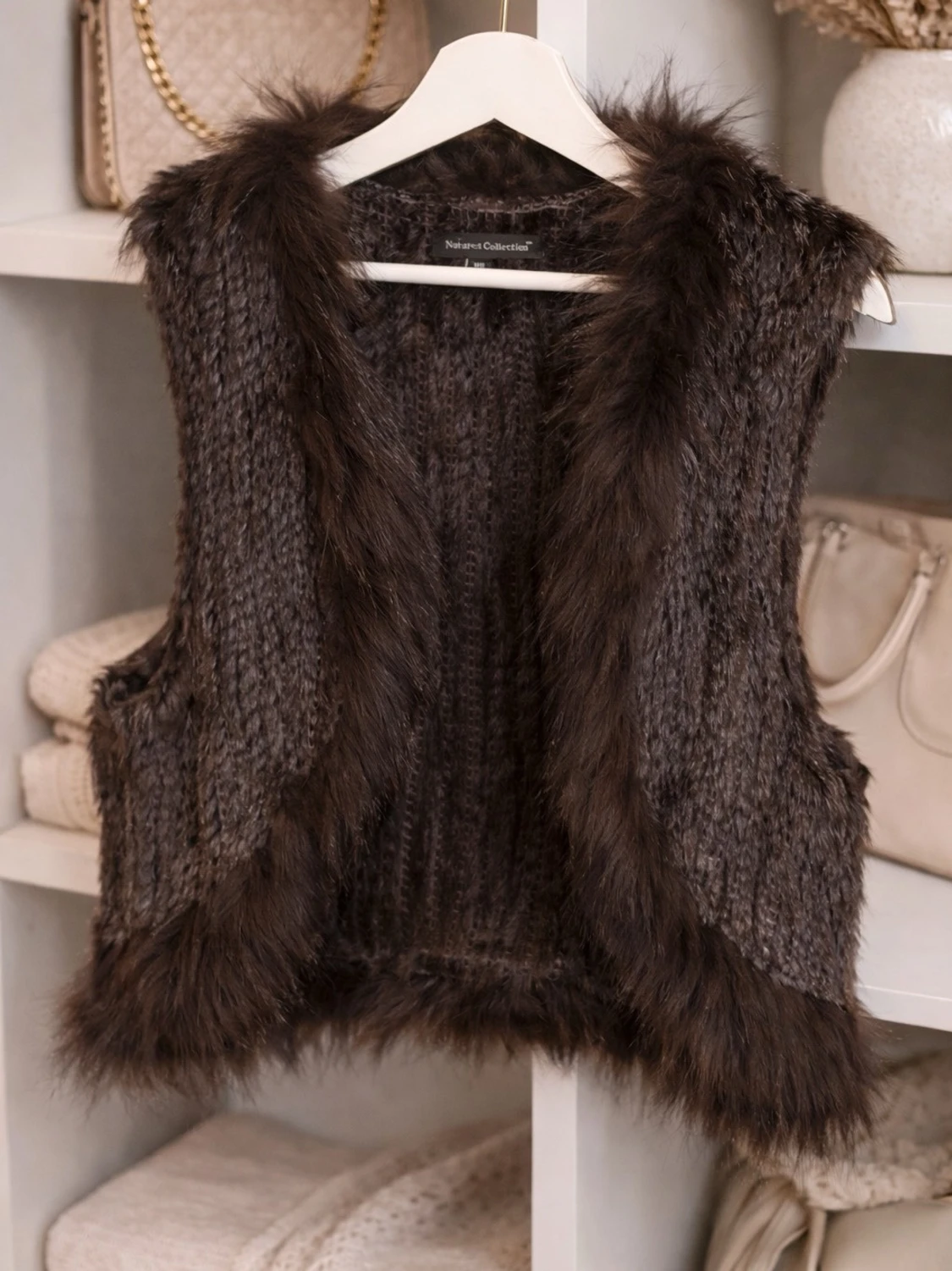 Mörkbrun pälsväst från Natures Collection