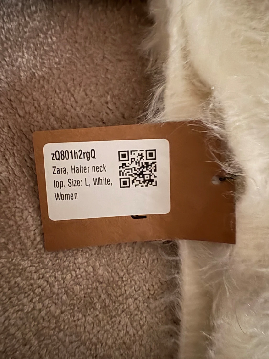 Vit fluffig halterneck topp från Zara - 2