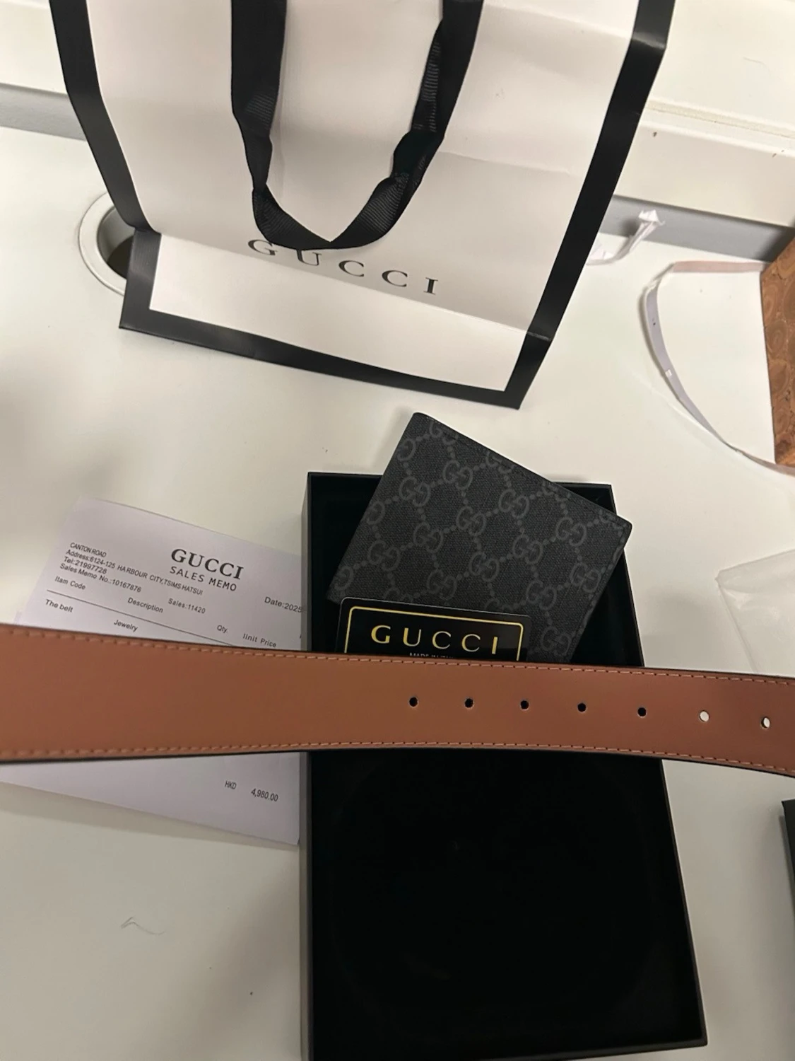 Svart Gucci bälte med plånbok - 3