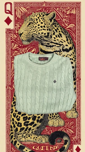 Grön kabelstickad tröja Morris S - Snygg ljusgrön kabelstickad tröja från Morris med rund hals och diskret broderad logga på bröstet. Tröjan är långärmad och har ribbade muddar vid ärmslut och nederkant. Perfekt för lager-på-lager och chill stil.