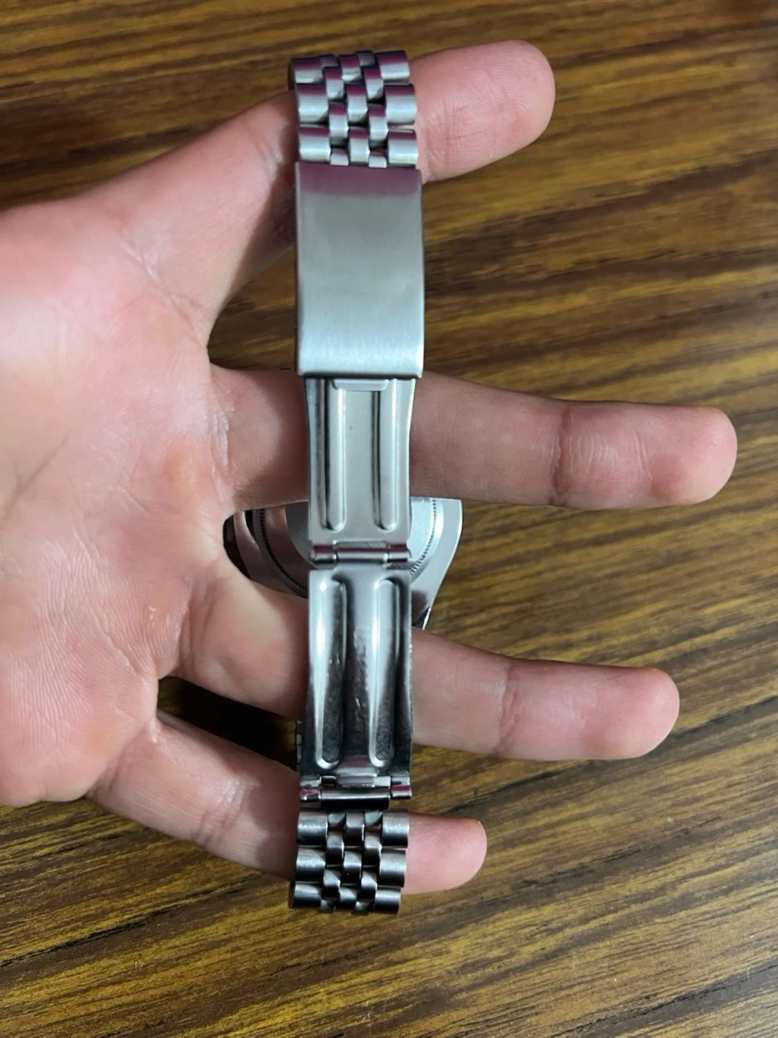 Silver klocka med grön urtavla - 4