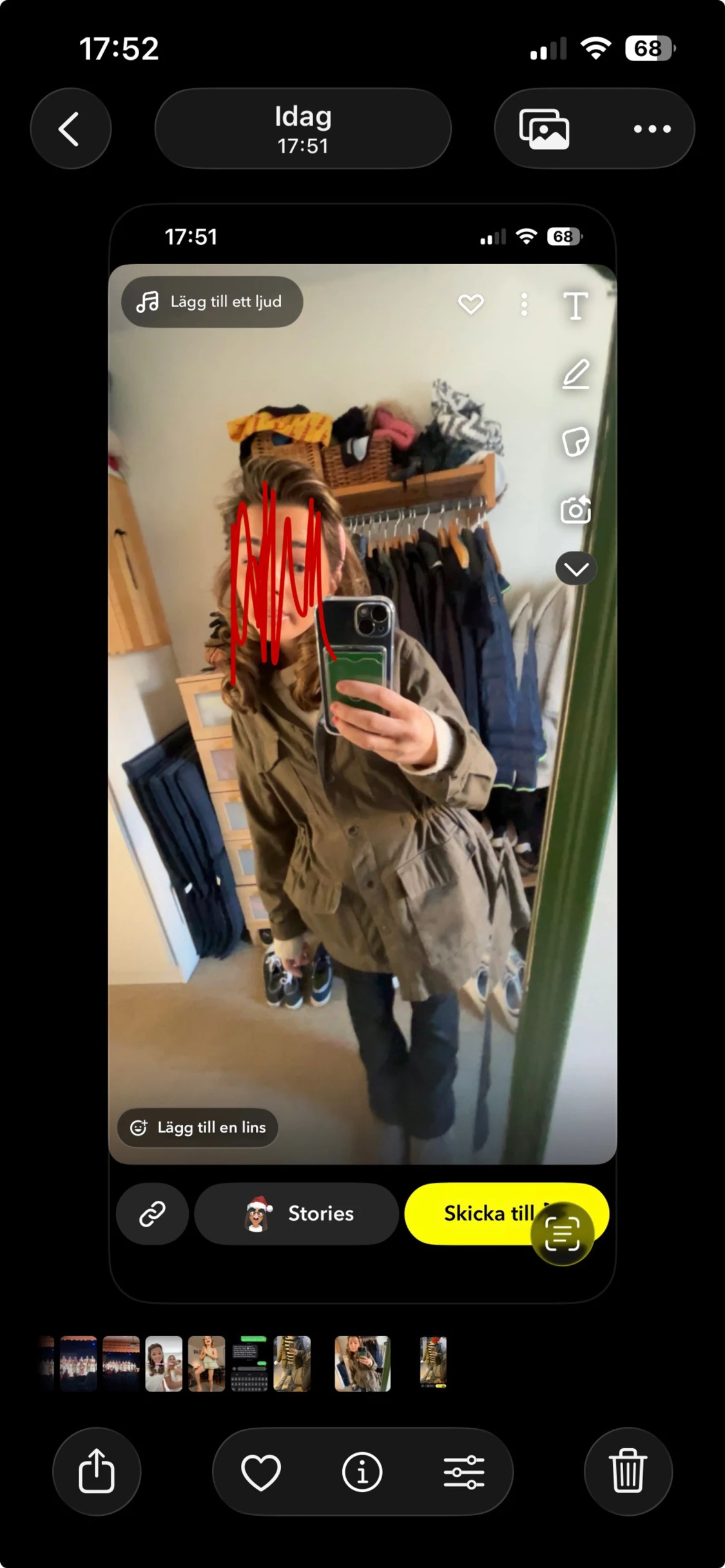 Olivgrön parkajacka med snörning