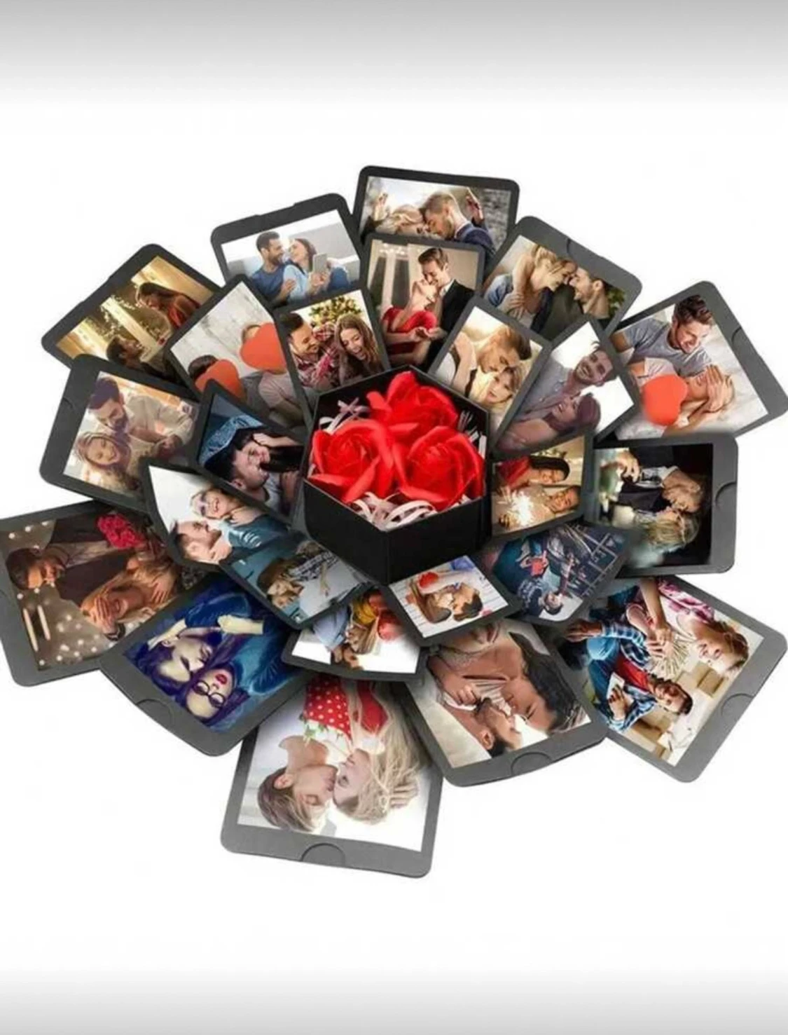 Svart present explosion box 