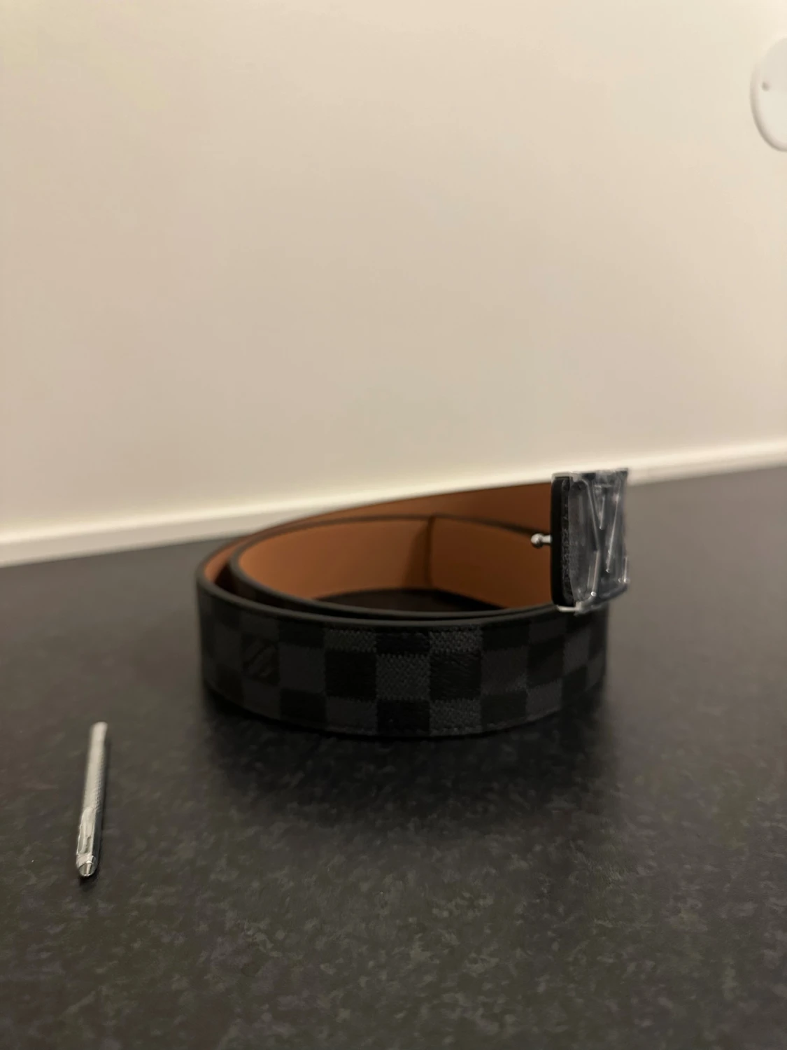 L och V rutig svart bälte - 2