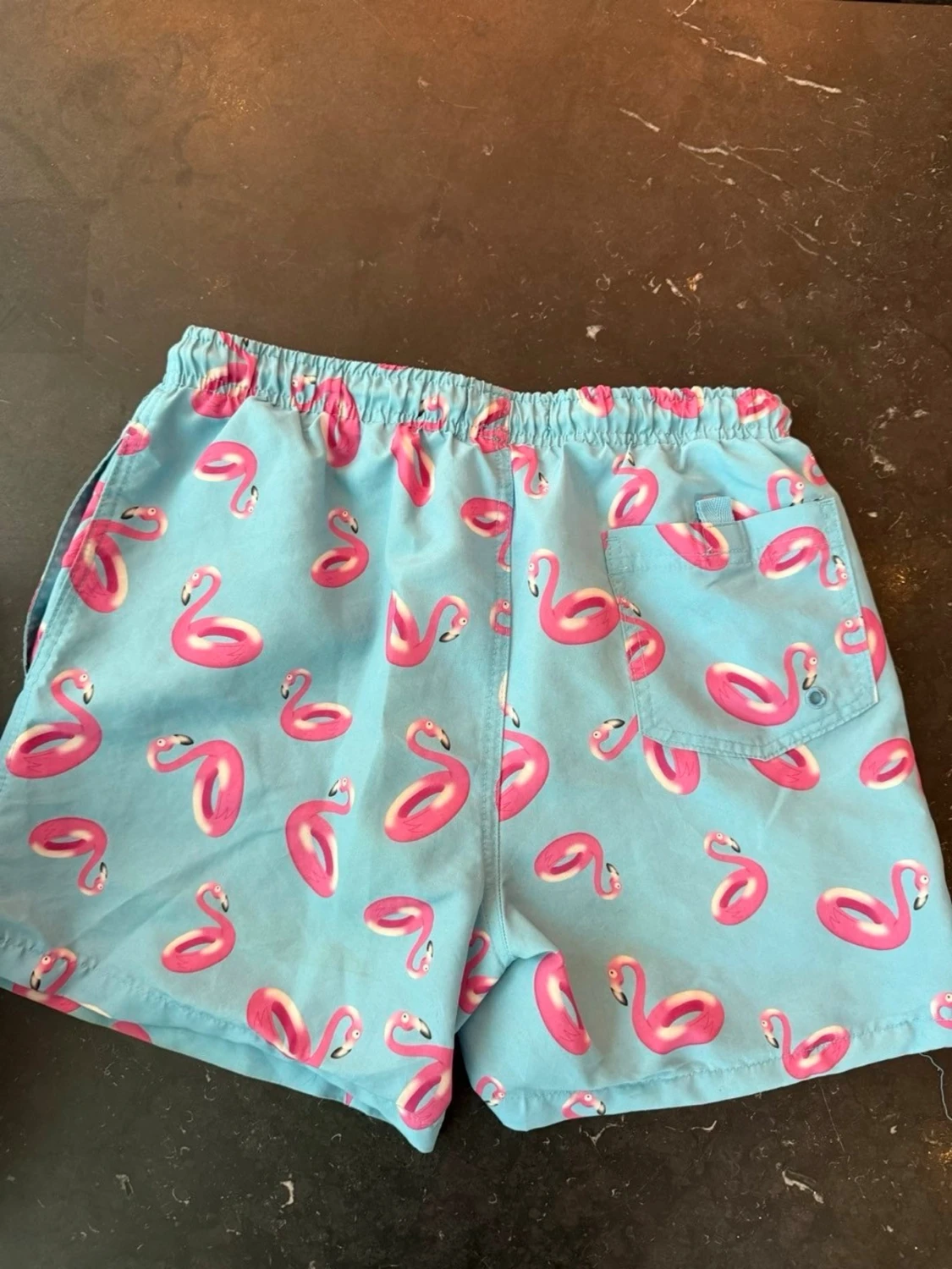 Blå badbyxor med rosa flamingos - 2