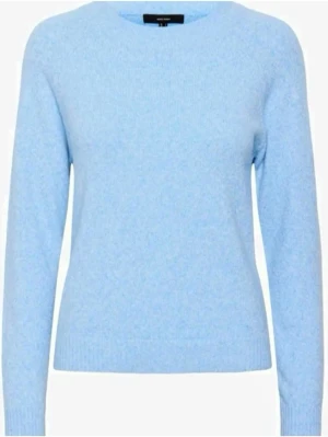 Ljusblå stickad tröja - Mysig ljusblå stickad tröja med rund halsringning och långa ärmar. Perfekt för lager på lager och enkel att matcha med jeans eller kjol. Tröjan har ribbade muddar vid ärmslut och nederkant för en klassisk look.