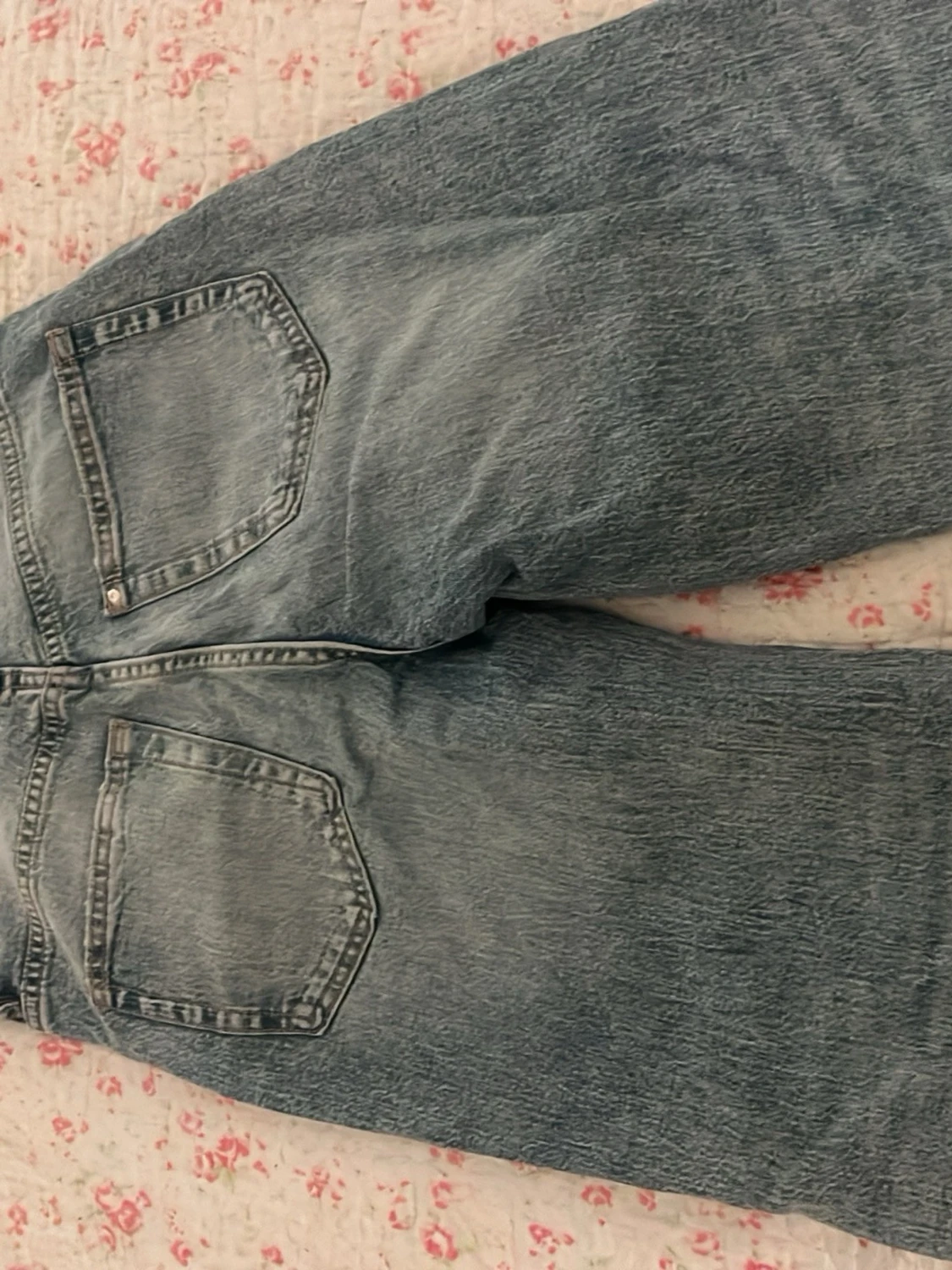 Blå croppade wide jeans från H&M - 1