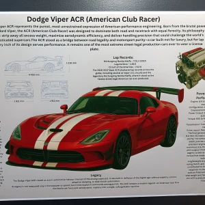 A3 poster av Dodge Viper ACR (American Club Racer) - A3 poster av Dodge Viper ACR – en ikonisk amerikansk sportbil som kombinerar rå kraft med extrem aerodynamik. Perfekt för dig som älskar bilar, fart och motorsport. 