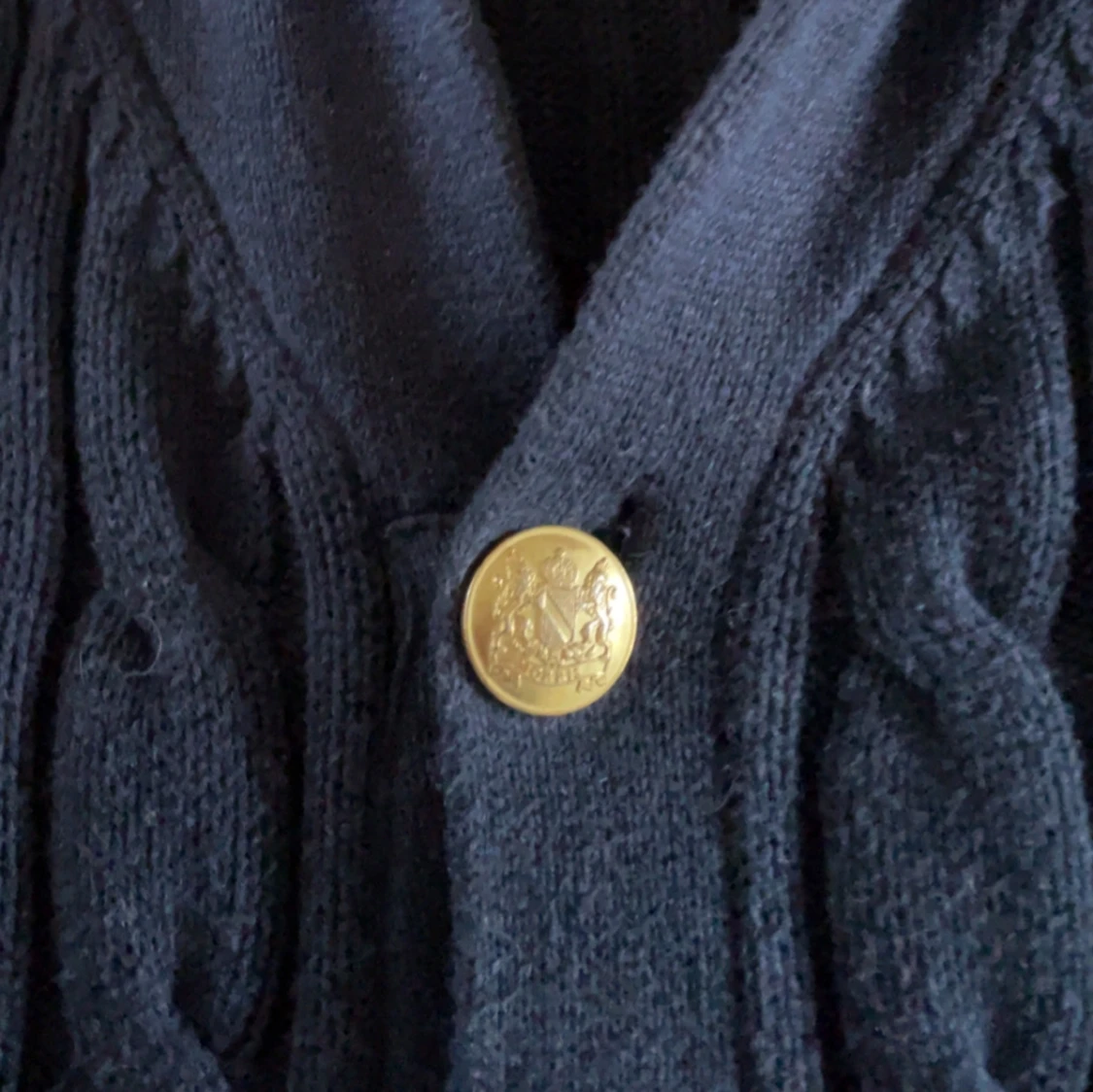 Morris marinblå stickad kofta M - 2
