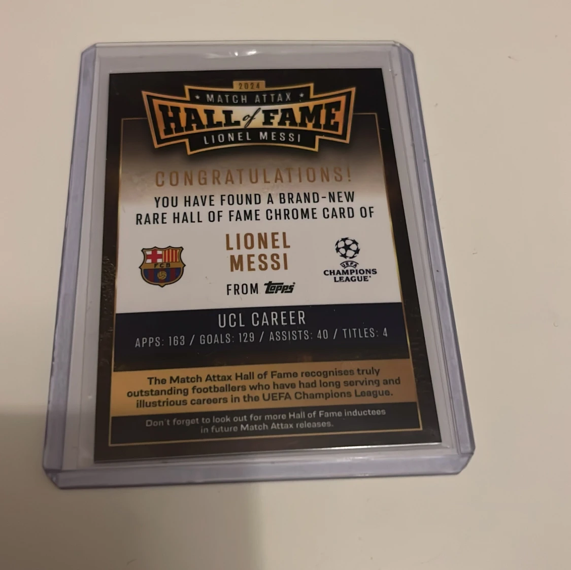 Match Attax Hall of Fame 2024 - Lionel Messi - 1