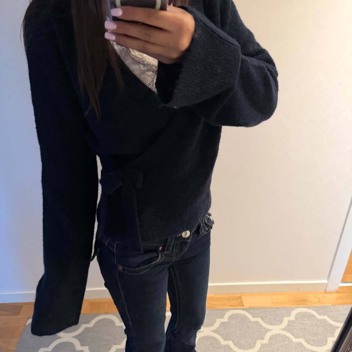 Mörkblå omlottkofta från Gina Tricot - 1