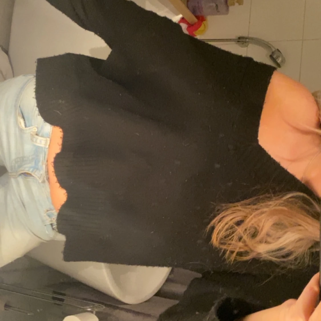 Svart croppad stickad tröja Zara - 2