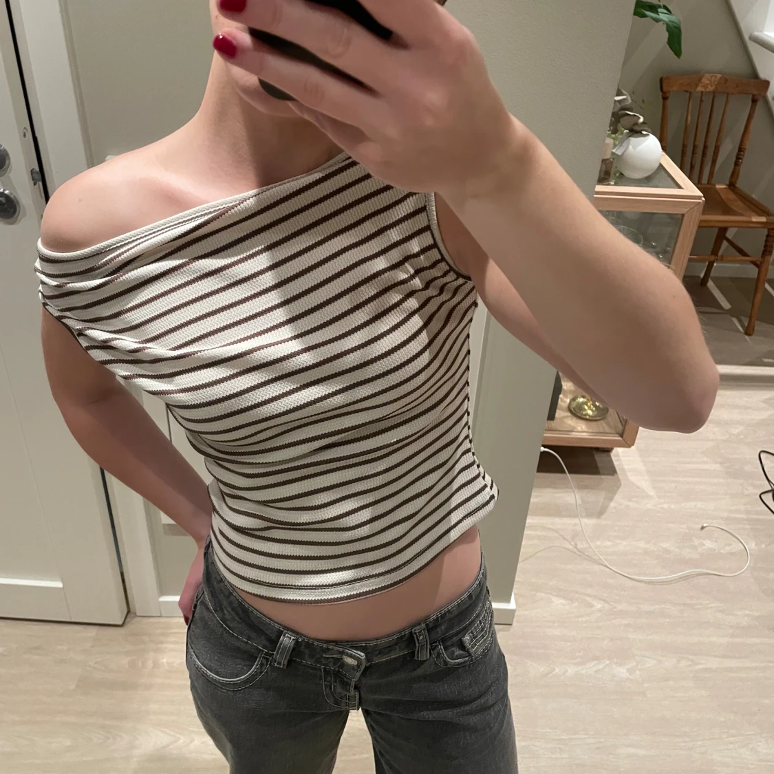 Randig offshoulder topp  - 2