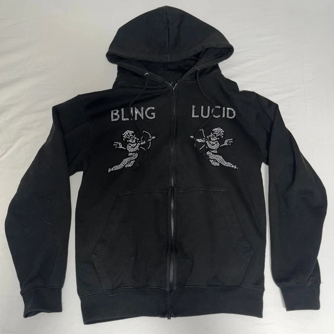 Svart rhinestone hoodie från Bling Lucid - 1