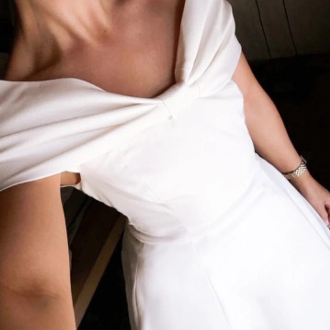 Vit offshoulder kort klänning - 1