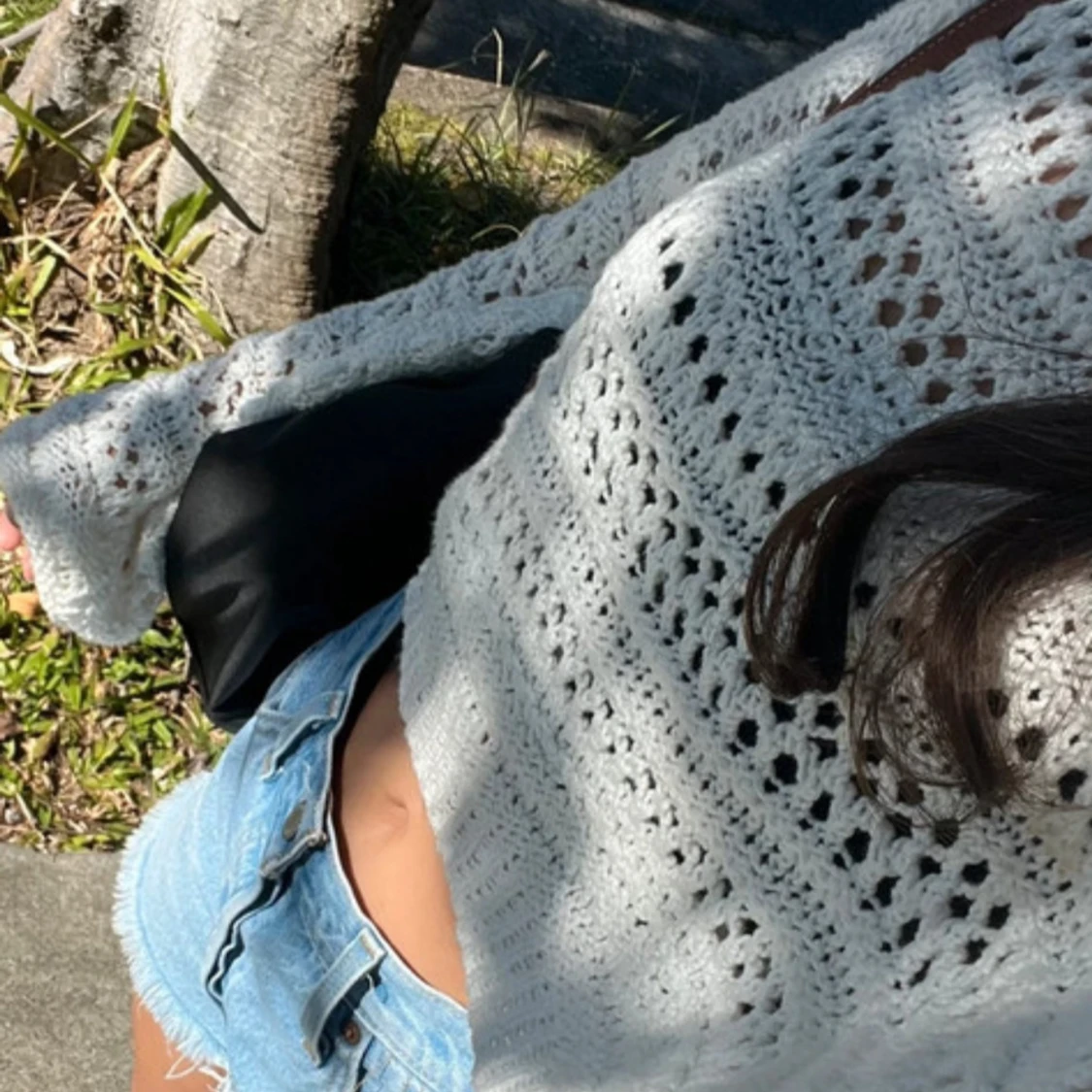 Vit stickad croppad tröja från Ghanda - 3