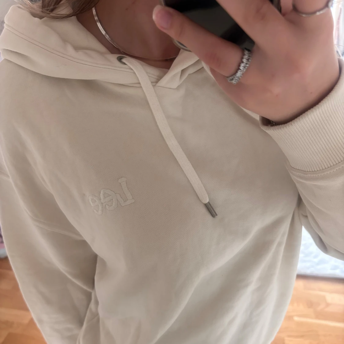 Beige hoodie från Lee med huva - 1