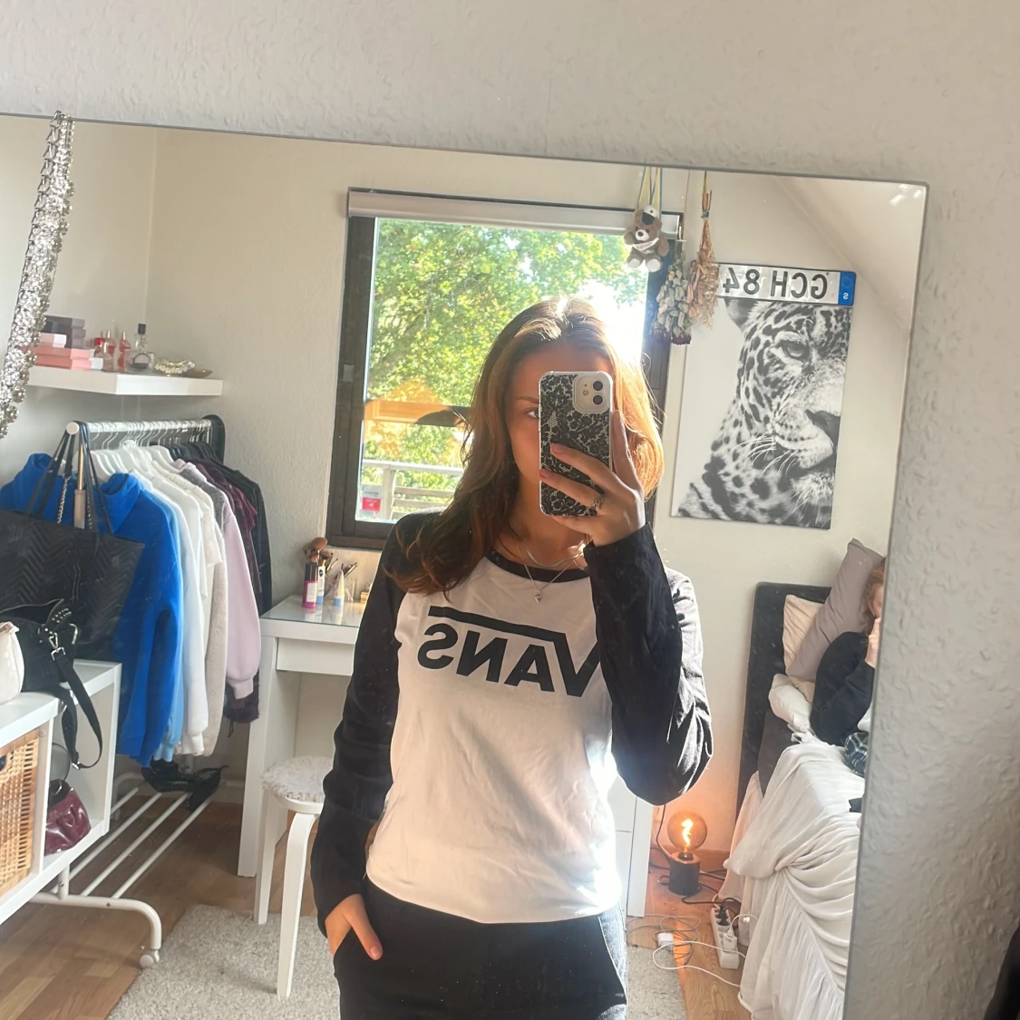 Vans långärmad svartvit tröja