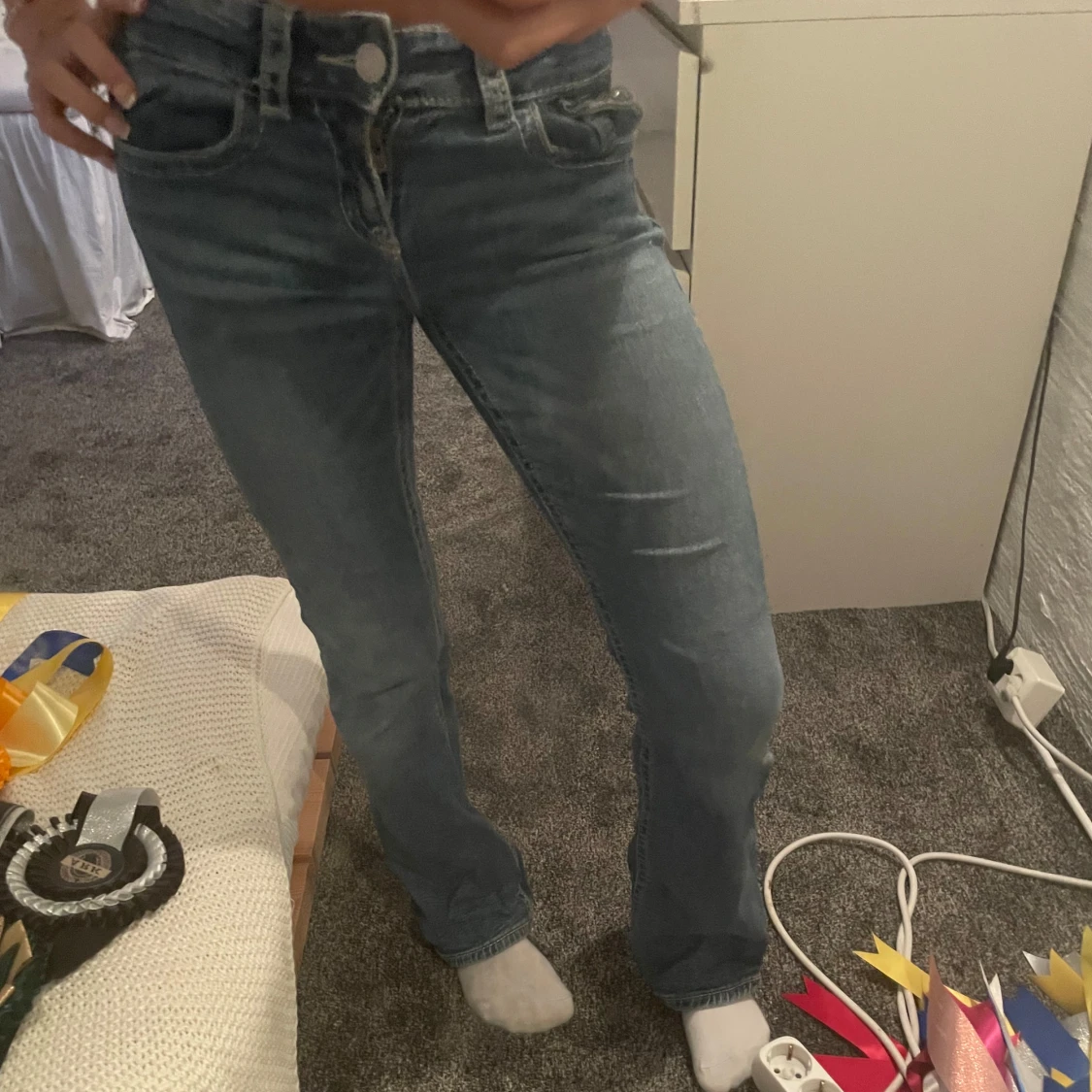 Blå bootcut jeans  - 2