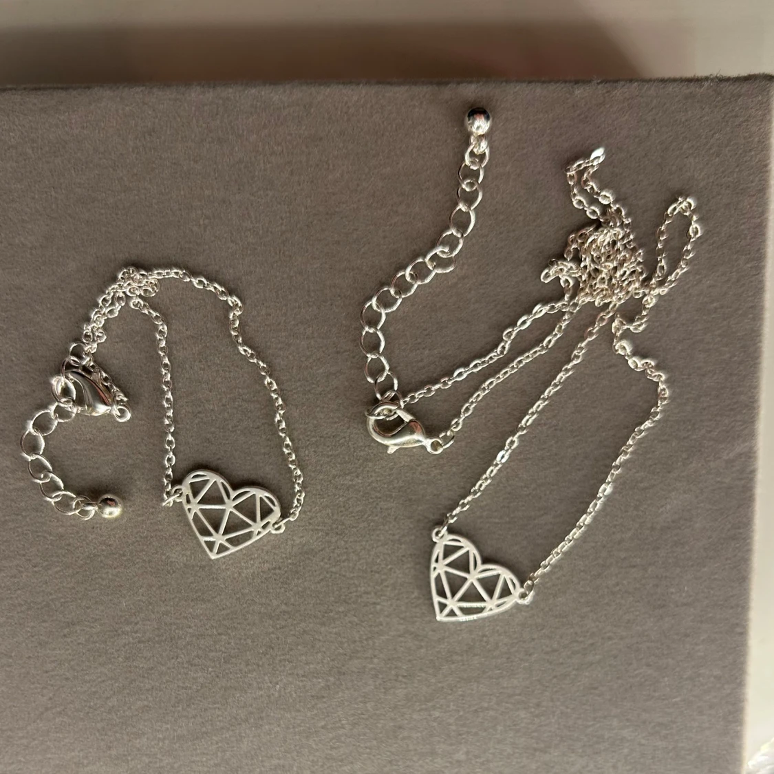 Set med halsband och armband hjärta silver - 1