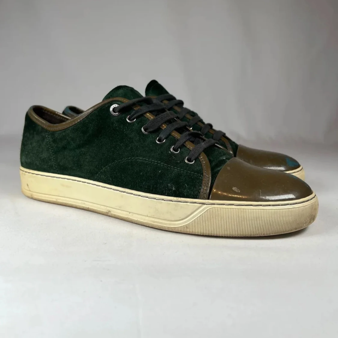 LANVIN DBB1 gröna mockasneakers