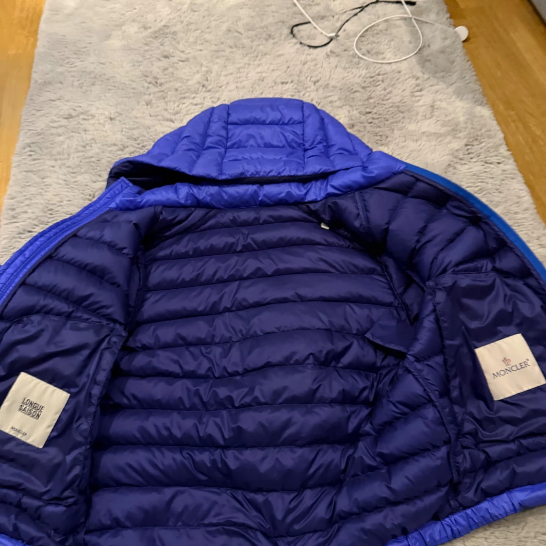 Blå Moncler dunjacka med huva - 2